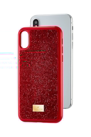 Coque iPhone X/XS ornée de cristaux Swarovski Glam Rock - Rouge