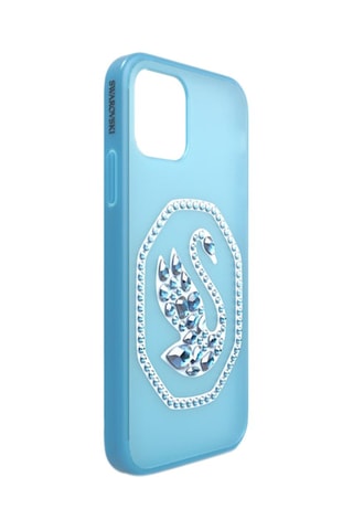 Coque iPhone 12/12 Pro ornée de cristaux Swarovski Cygne - Bleu