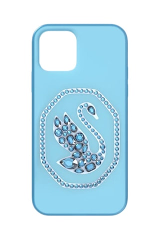 Coque iPhone 12/12 Pro ornée de cristaux Swarovski Cygne - Bleu