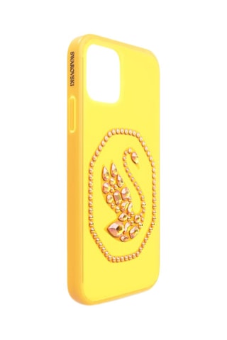 Coque iPhone 12/12 Pro ornée de cristaux Swarovski Cygne - Jaune