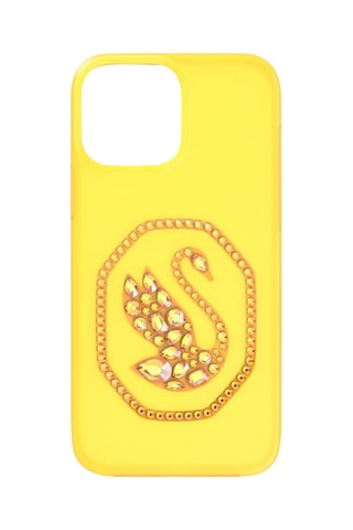 Coque iPhone 13 Pro Max ornée de cristaux Swarovski Cygne - Jaune