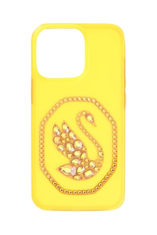 Coque iPhone 13 ornée de cristaux Swarovski Cygne - Jaune