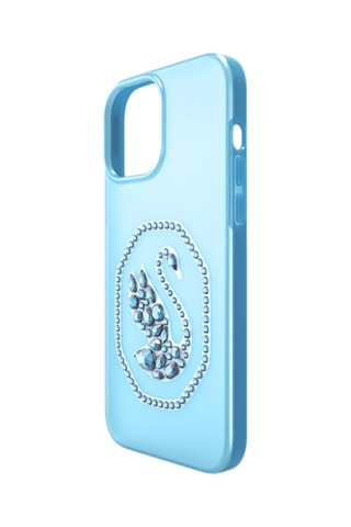 Coque iPhone 13 Pro Max ornée de cristaux Swarovski Cygne - Bleu clair