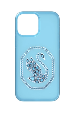 Coque iPhone 13 Pro Max ornée de cristaux Swarovski Cygne - Bleu clair