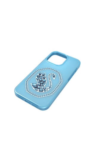 Coque iPhone 13 ornée de cristaux Swarovski Cygne - Bleu clair