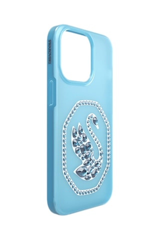 Coque iPhone 13 ornée de cristaux Swarovski Cygne - Bleu clair