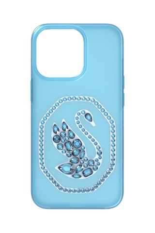 Coque iPhone 13 ornée de cristaux Swarovski Cygne - Bleu clair