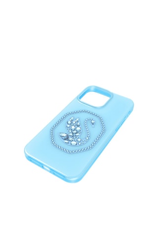 Coque iPhone 14 Pro Max ornée de cristaux Swarovski Cygne - Bleu