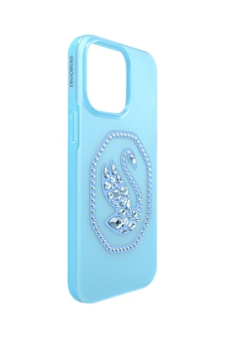 Coque iPhone 14 Pro Max ornée de cristaux Swarovski Cygne - Bleu