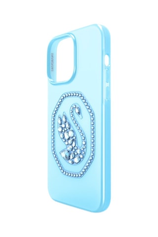 Coque iPhone 14 Pro Max ornée de cristaux Swarovski Cygne - Bleu
