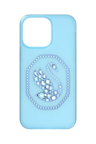 Coque iPhone 14 Pro Max ornée de cristaux Swarovski Cygne - Bleu
