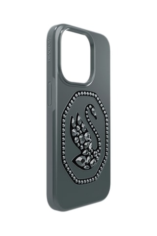 Coque iPhone 14 Pro ornée de cristaux Swarovski Cygne - Gris foncé