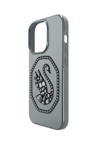 Coque iPhone 14 Pro ornée de cristaux Swarovski Cygne - Gris foncé