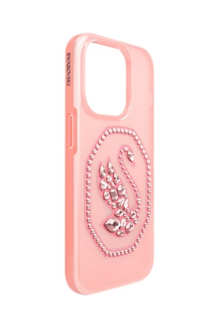 Coque iPhone 14 Pro ornée de cristaux Swarovski Cygne - Rose