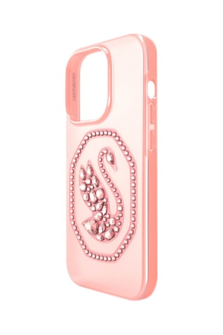 Coque iPhone 14 Pro ornée de cristaux Swarovski Cygne - Rose