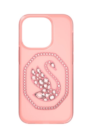 Coque iPhone 14 Pro ornée de cristaux Swarovski Cygne - Rose