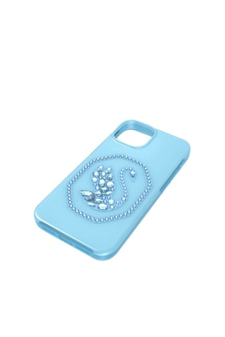 Coque iPhone 14 ornée de cristaux Swarovski Cygne - Bleu