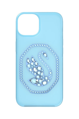 Coque iPhone 14 ornée de cristaux Swarovski Cygne - Bleu
