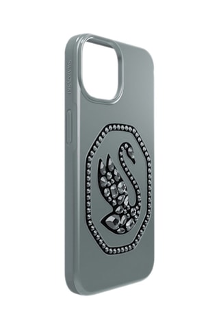 Coque iPhone 14 ornée de cristaux Swarovski Cygne - Gris foncé