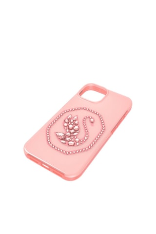 Coque iPhone 14 ornée de cristaux Swarovski Cygne - Rose