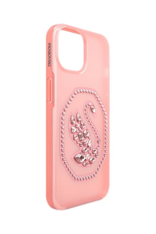 Coque iPhone 14 ornée de cristaux Swarovski Cygne - Rose