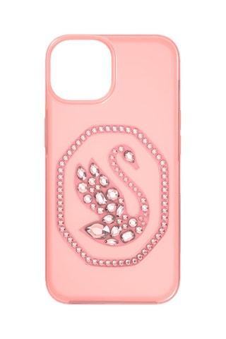 Coque iPhone 14 ornée de cristaux Swarovski Cygne - Rose