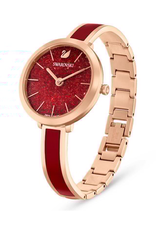 Montre à quartz en métal, émail, plaqué or rose et ornée de cristaux Swarovski Crystalline Delight