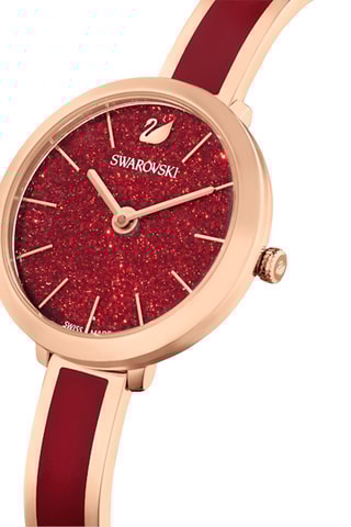 Montre à quartz en métal, émail, plaqué or rose et ornée de cristaux Swarovski Crystalline Delight