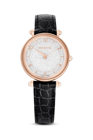 Montre à quartz en cuir de veau, dorée à l’or rose et ornée de cristaux Swarovski Crystalline Wonder