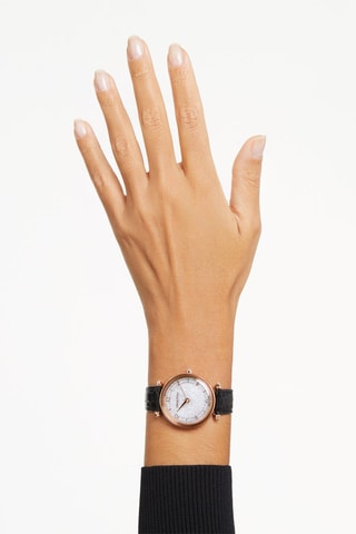 Montre à quartz en cuir de veau, dorée à l’or rose et ornée de cristaux Swarovski Crystalline Wonder