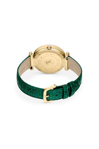 Montre à quartz en cuir de veau, dorée à l’or jaune et ornée de cristaux Swarovski Crystalline Wonder