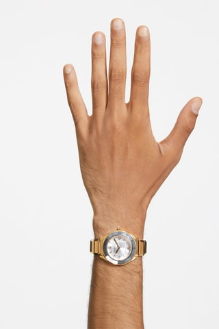 Montre à quartz en métal, plaqué or jaune et ornée de cristaux Swarovski