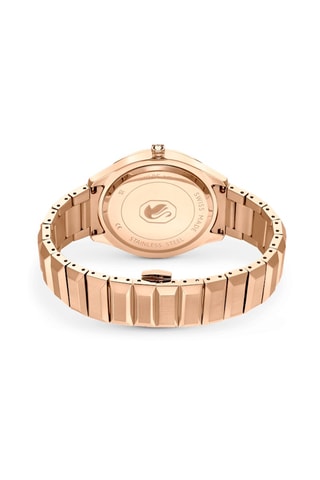 Montre à quartz en métal, plaqué or rose et ornée de cristaux Swarovski