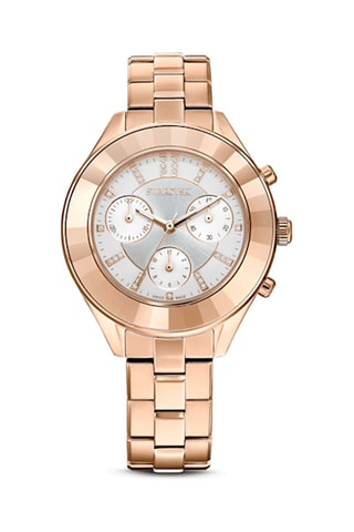 Montre à quartz en métal, dorée à l'or rose et ornée de cristaux Swarovski Octea Lux Sport - Chronographe