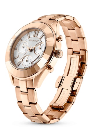 Montre à quartz en métal, dorée à l'or rose et ornée de cristaux Swarovski Octea Lux Sport - Chronographe