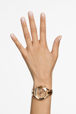 Montre à quartz en métal, dorée à l'or rose et orné de cristaux Swarovski Octea Lux Sport - Chronographe