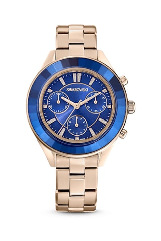 Montre à quartz en acier ornée de cristaux Swarovski Octea Lux Sport - Chronographe - Doré et bleu marine 