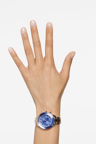 Montre à quartz en acier ornée de cristaux Swarovski Octea Lux Sport - Chronographe - Doré et bleu marine 