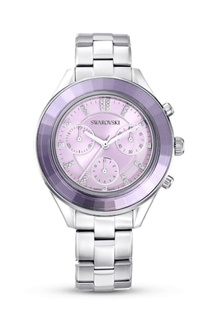 Montre à quartz en acier ornée de cristaux Swarovski Octea Lux Sport - Chronographe - Argenté et violet