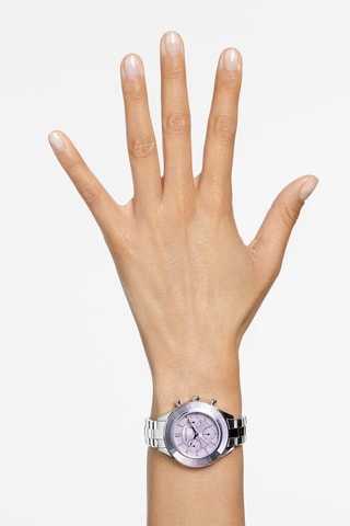 Montre à quartz en acier ornée de cristaux Swarovski Octea Lux Sport - Chronographe - Argenté et violet