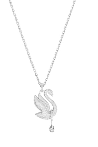 Collier Swan - Argenté et blanc