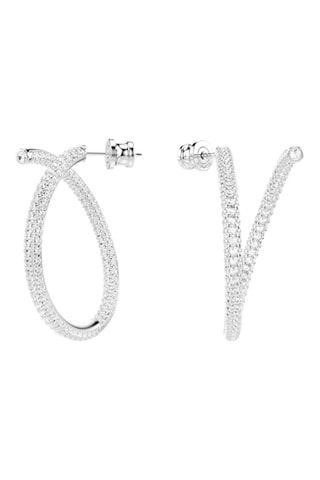 Boucles d’oreilles ornées de cristaux Swarovski - Argenté et blanc