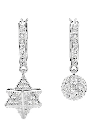 Créoles ornées de cristaux Swarovski - Argenté et blanc