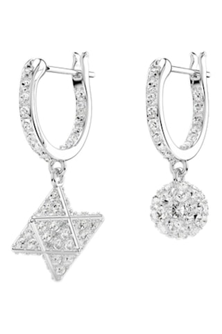 Créoles ornées de cristaux Swarovski - Argenté et blanc