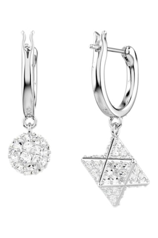 Créoles ornées de cristaux Swarovski - Argenté et blanc