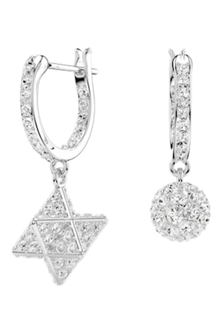 Créoles ornées de cristaux Swarovski - Argenté et blanc