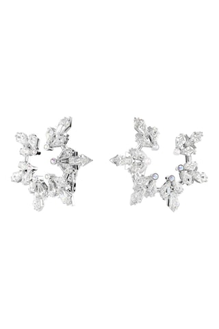 Boucles d’oreilles ornées de cristaux Swarovski - Argenté et blanc