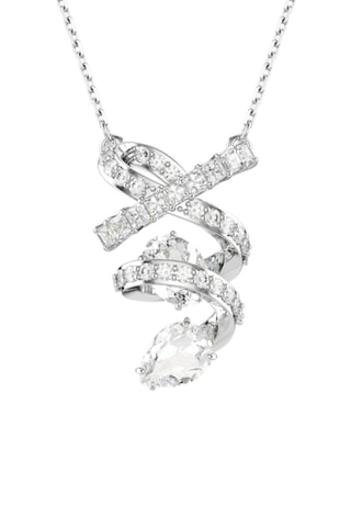 Pendentif orné de cristaux Swarovski - Argenté et blanc