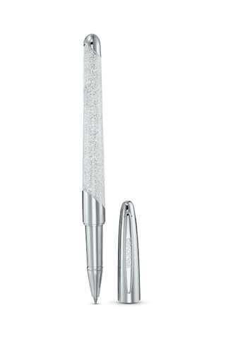 Stylo-bille roller orné de cristaux Swarovski - Argenté et blanc