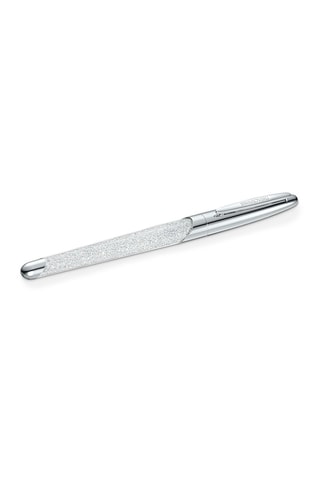 Stylo-bille roller orné de cristaux Swarovski - Argenté et blanc